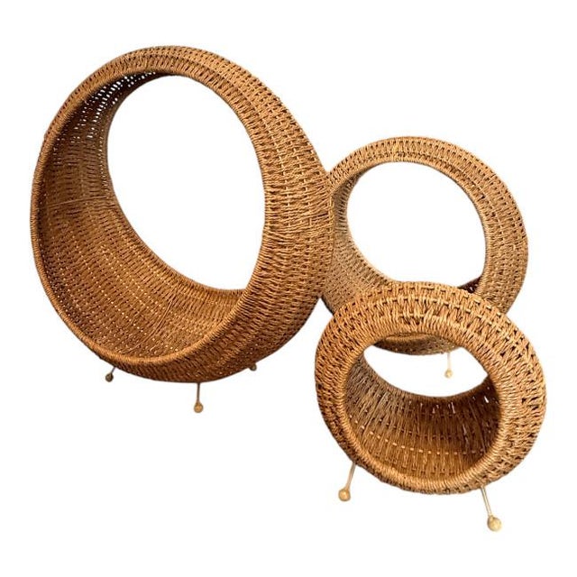 Mid Mod Circle Baskets Set For Sale - Image 4 of 7