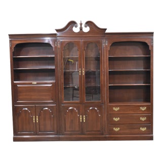 Ethan Allen Georgian Court Cherry Bookshelf Wall Unit-3 Pieces For Sale