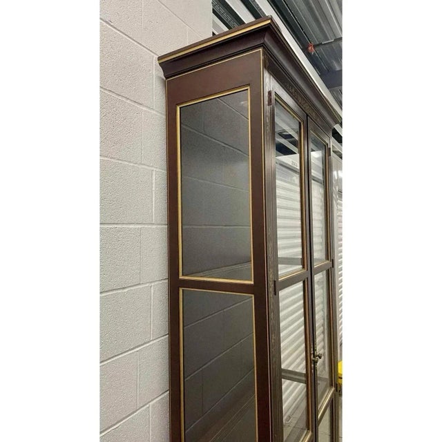 Brown Illuminated Chinoiserie Display Curio Cabinet For Sale - Image 8 of 9