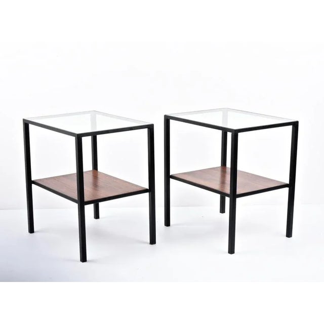 Metal Italian Iron, Glass & Wood Coffee Table, 1960s, Set of 2 For Sale - Image 7 of 18
