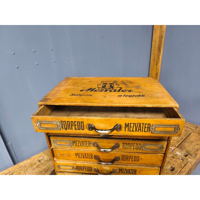 Textile Store Sewing Thread Box with 6 Smaller Drawers and Silk Thread Holder, 1920s For Sale - Image 4 of 18