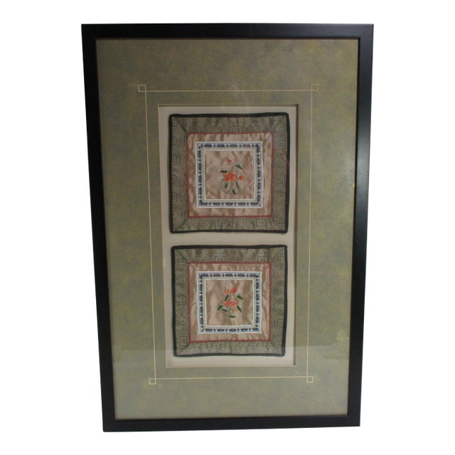 Vintage Framed Chinese Silk Embroidery Panels For Sale