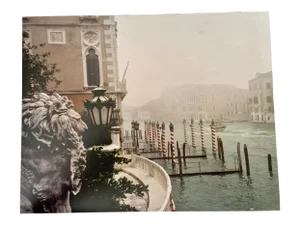 "Grand Canal Lion in Fog" Contemporary Plein Art Photo Print by Louise Weinberg