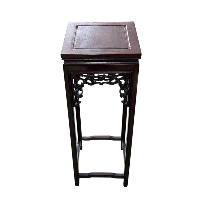 1960s Vintage Circa 1960's Chinoiserie Rosewood Pedestal Stand Display 36" H For Sale - Image 5 of 9