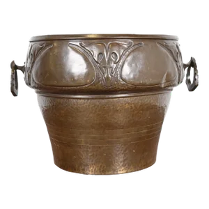 Roycroft Arts & Crafts Hammered Brass Large Jardiniere, Circa 1910