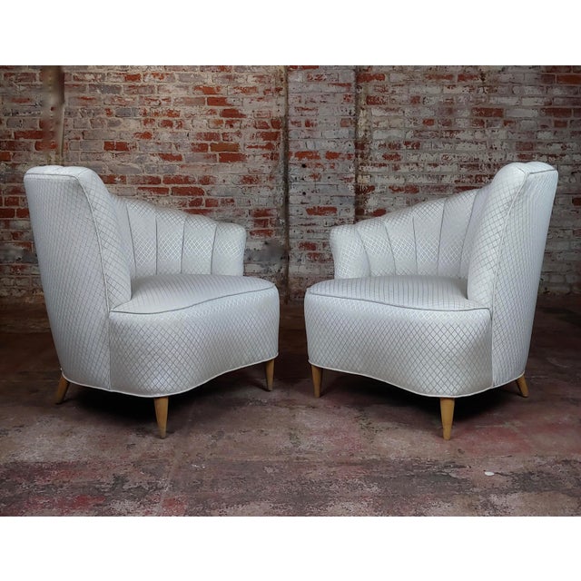 1940s Hollywood Regency Asymmetrical Fan Back Lounge Chairs a Pair