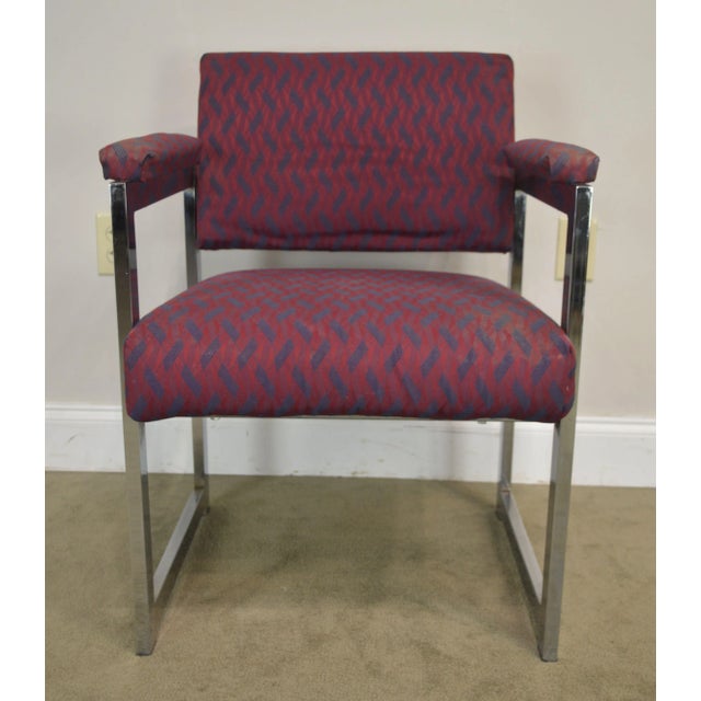 Mid-Century Modern Milo Baughman Style Chrome Armchairs - a Pair For Sale - Image 12 of 13