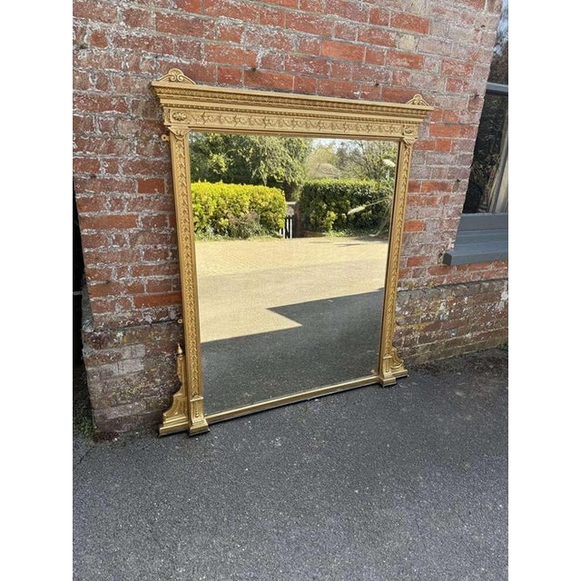 Glass Large Antique English Overmantle Mirror For Sale - Image 7 of 7