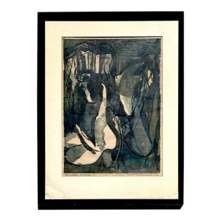 Vintage Boho Original Abstract Watercolor on Paper For Sale