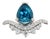 3.7ct Blue Zircon Ring With Natural Diamond Accents: Solid 14k Gold - Pear Cut, Size 6.75 For Sale