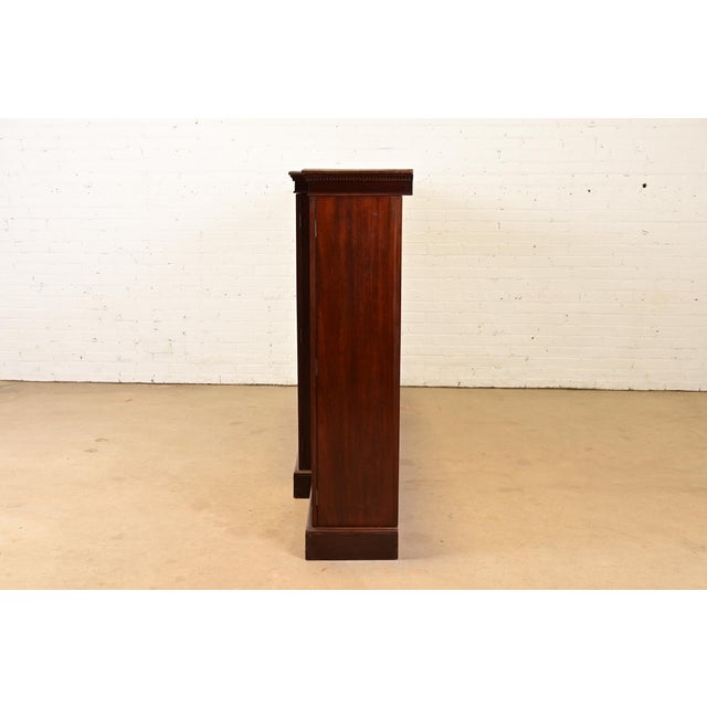 Brown Antique Georgian Carved Mahogany Breakfront Bookcase Cabinet, Circa 1900 For Sale - Image 8 of 10