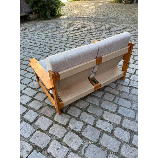 Safari Style Beige-Grey 2-Seater Sofa For Sale - Image 6 of 11