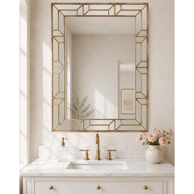 Art Deco Regency Gold Leaf Deco Mirror For Sale - Image 3 of 3