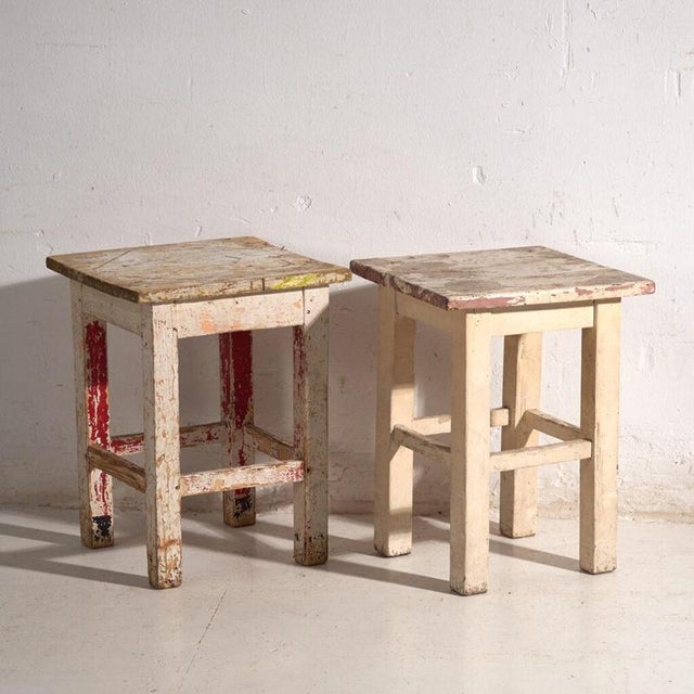 Bedside Tables in Pine Wood, Central Europe, 1940, Set of 2 For Sale - Image 3 of 3