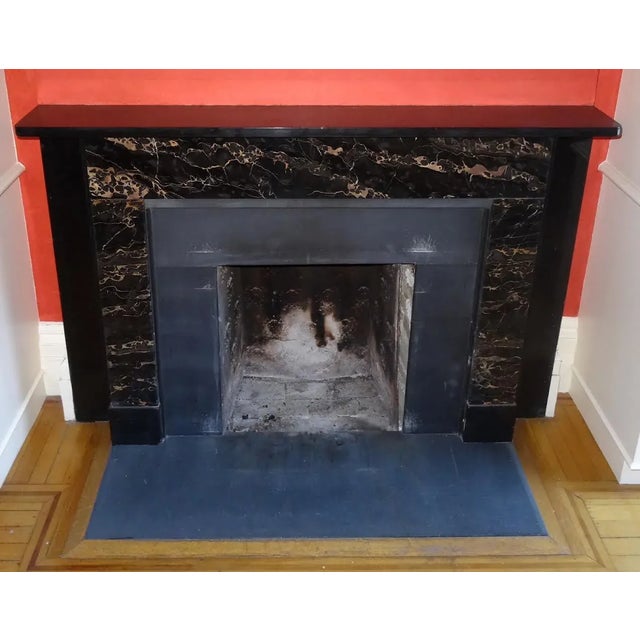 Black Antique Mantel Black and Portoro Marble For Sale - Image 8 of 9