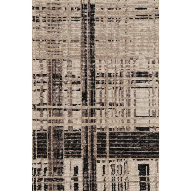 Textile Rug & Kilim’s Modern Distressed Geometric Rug in Beige/Brown White & Black Tones For Sale - Image 7 of 8