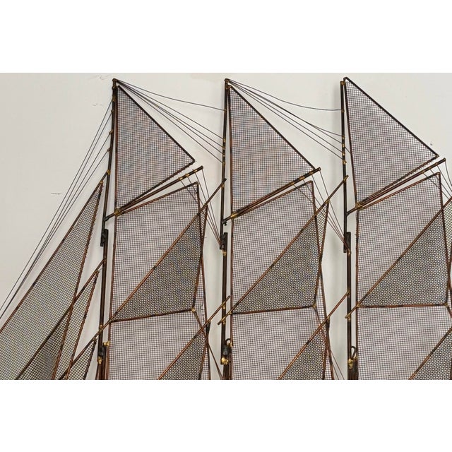 Modern 1970s Modern Copper Schooner Sailing Ship Wall Sculpture by Curtis Jeré For Sale - Image 3 of 11
