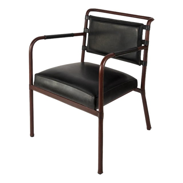 Leather Armchair by Jacques Adnet, 1950s For Sale