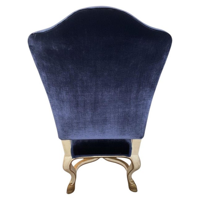 Early 20th Century Set of Eight Italian Early 20th C. Gilded and Painted Chairs With Blue Velvet For Sale - Image 5 of 10