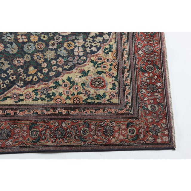 Vintage Hereke Hand-Knotted Rug - Fine Wool on Cotton Floral Medallion Design -3' 6'' X 5' 10'' For Sale In Tampa - Image 6 of 13