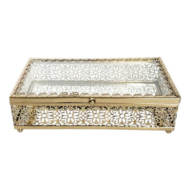 Glass and Metal Jewelry Box, France, 2000s For Sale