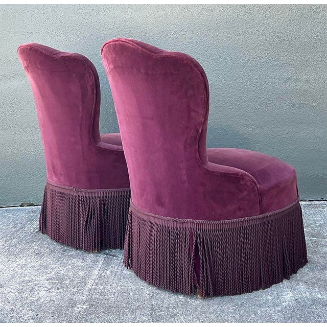 Vintage Camel Back Slipper Chairs - A Pair For Sale In West Palm - Image 6 of 12