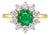 Late 20th Century 18K Yellow Gold Emerald Diamond Sunflower Cocktail Ring Estate, Size 6.25 For Sale