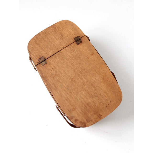 Wood Vintage Splint Wood Picnic Basket For Sale - Image 7 of 16