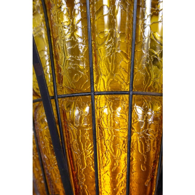 1960s 1960s Caged Amber Glass Lantern For Sale - Image 5 of 12