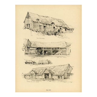 1920s, French Farm Houses, French Rural Architecture Print, Original Antique Architecture Print, Lithograph For Sale