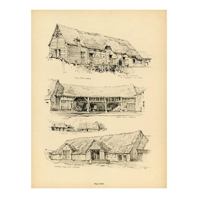 1920s, French Farm Houses, French Rural Architecture Print, Original Antique Architecture Print, Lithograph For Sale