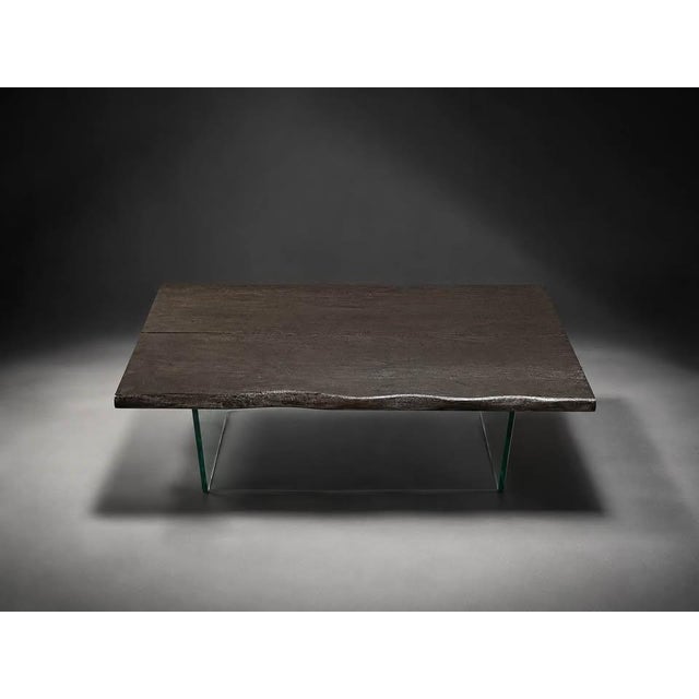 Modern Live Edge-Style Coffee Table With Glass Panel Legs For Sale - Image 4 of 9