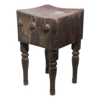 Antique 19th C. Butcher Block Table For Sale