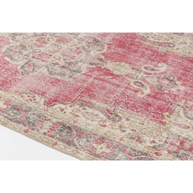 Tan Mid 20th Century Turkish Handknotted Wool Area Rug For Sale - Image 8 of 9