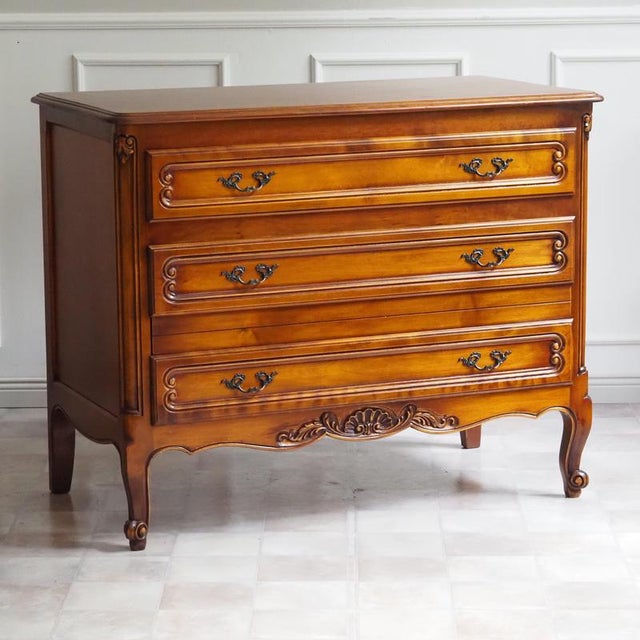 Wood Late 20th Century Louis XV Style Cherrywood Chest of Drawers For Sale - Image 7 of 10