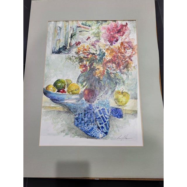 A gorgeous still life watercolor and pencil by the New York City artist, Frank Boros (1947-2017). Unframed and signed by...