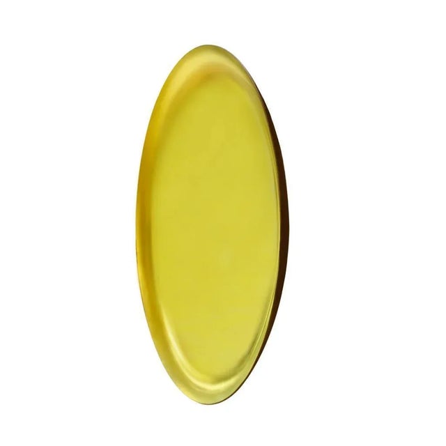 French Modern Sculptural Concave Yellow Glass Mirror For Sale - Image 5 of 10