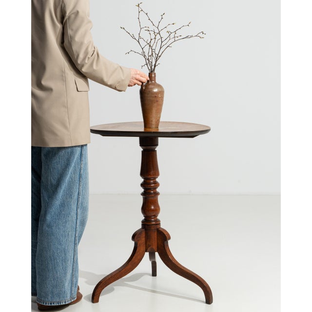 French Inlaid Wooden Side Table with Round Top, Circa 1900 For Sale - Image 10 of 13