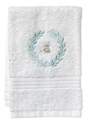 Aqua Napoleon Bee Wreath, Terry Guest Towel, Embroidered