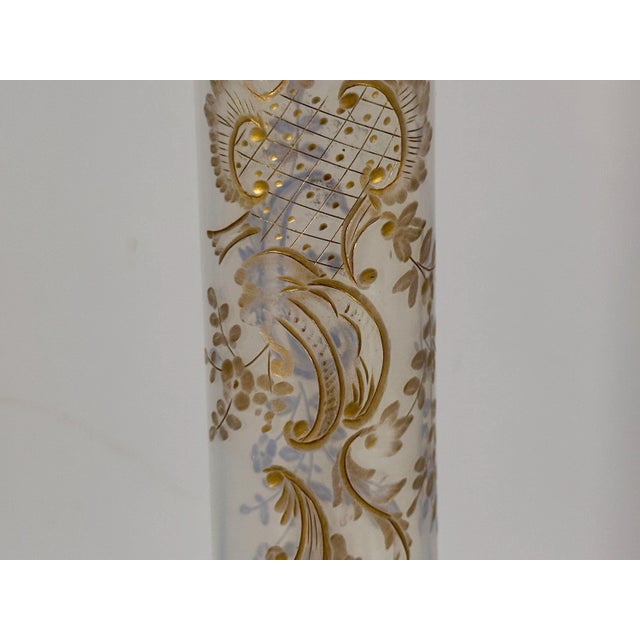 French Moser Opalescent Gilt Bud Vase with Applied Rigaree For Sale - Image 3 of 10
