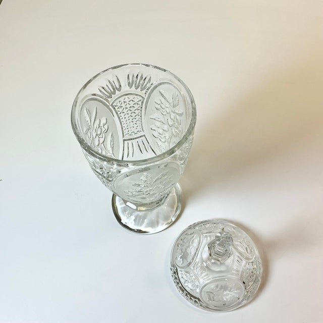 Mid-Century Boho Chic Hollywood Regency Yugoslavia Crystal Urn With Raised Flora Design. For Sale - Image 9 of 13