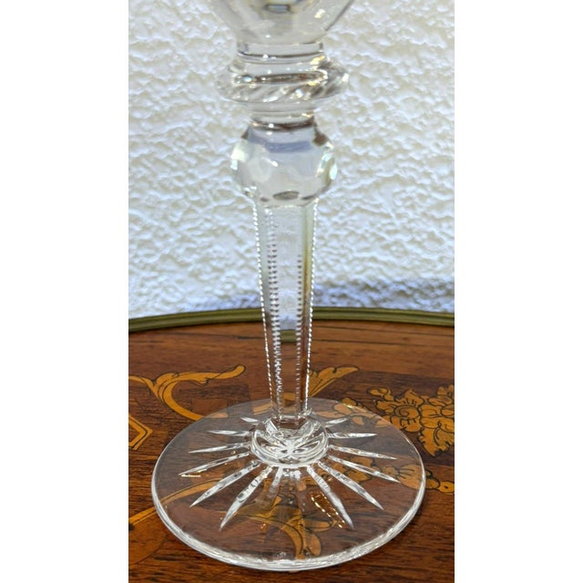 1990s Rogaska Queen Crystal Wine Glass Cut Floral Stemware Slovenia For Sale - Image 4 of 7