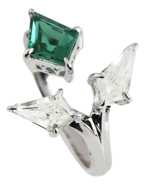 Natural zambian Emerald high quality diamond ring in 18k gold