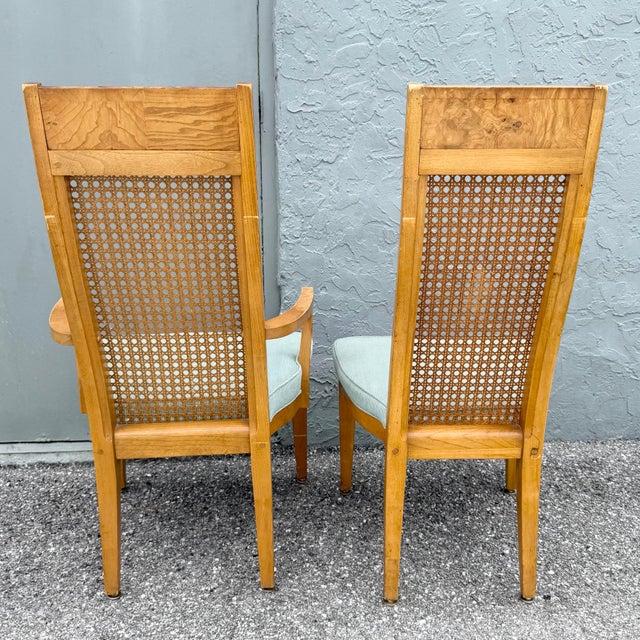Mid Century Modern Burlwood Caneback Dining Chairs - Set of 6 For Sale - Image 10 of 11