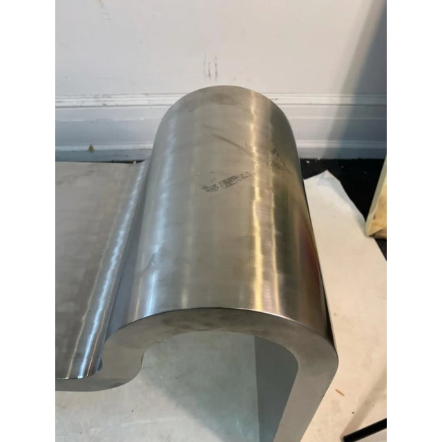 Late 20th Century Modern Sculptural Polished Steel Bench in the Manner of Karl Springer For Sale - Image 11 of 11