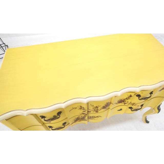Wood Lemon Yellow White Lacquer Bronze Mounts cabriole Style Leg Two Drawers Console For Sale - Image 7 of 12