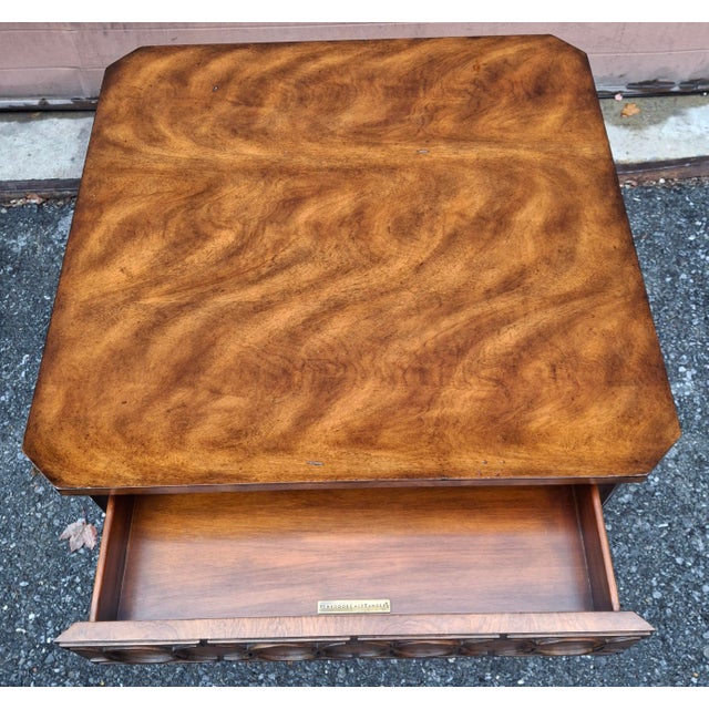 Brown Theodore Alexander Georgian Style Fruitwood Single Drawer Side Table For Sale - Image 8 of 16