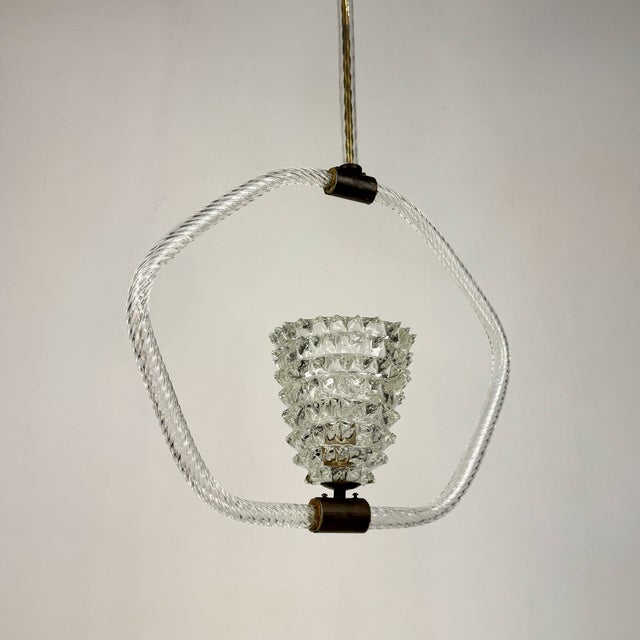 Murano Rostrato Glass Pendant Lamp from Barovier & Toso, 1940s For Sale - Image 6 of 14