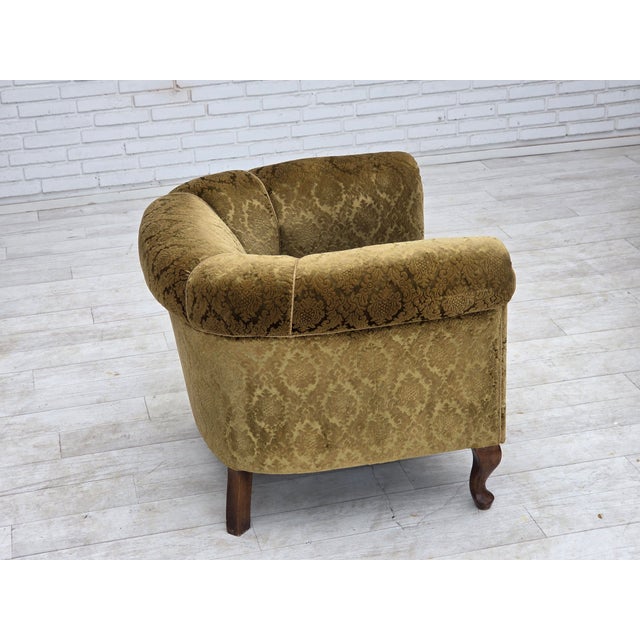 Green Danish Relax Chair in Velour and Beech, 1950s For Sale - Image 8 of 18
