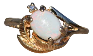 The Lompoc: Australian Opal and Diamond Ring in Yellow Gold
